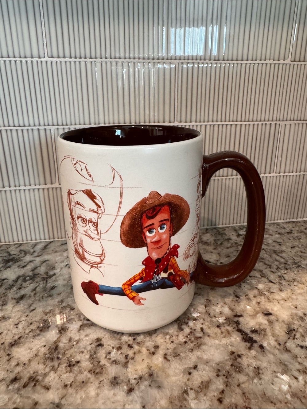 Toy Story 20th Anniversary Woody Character Ceramic Mug - Brown/White